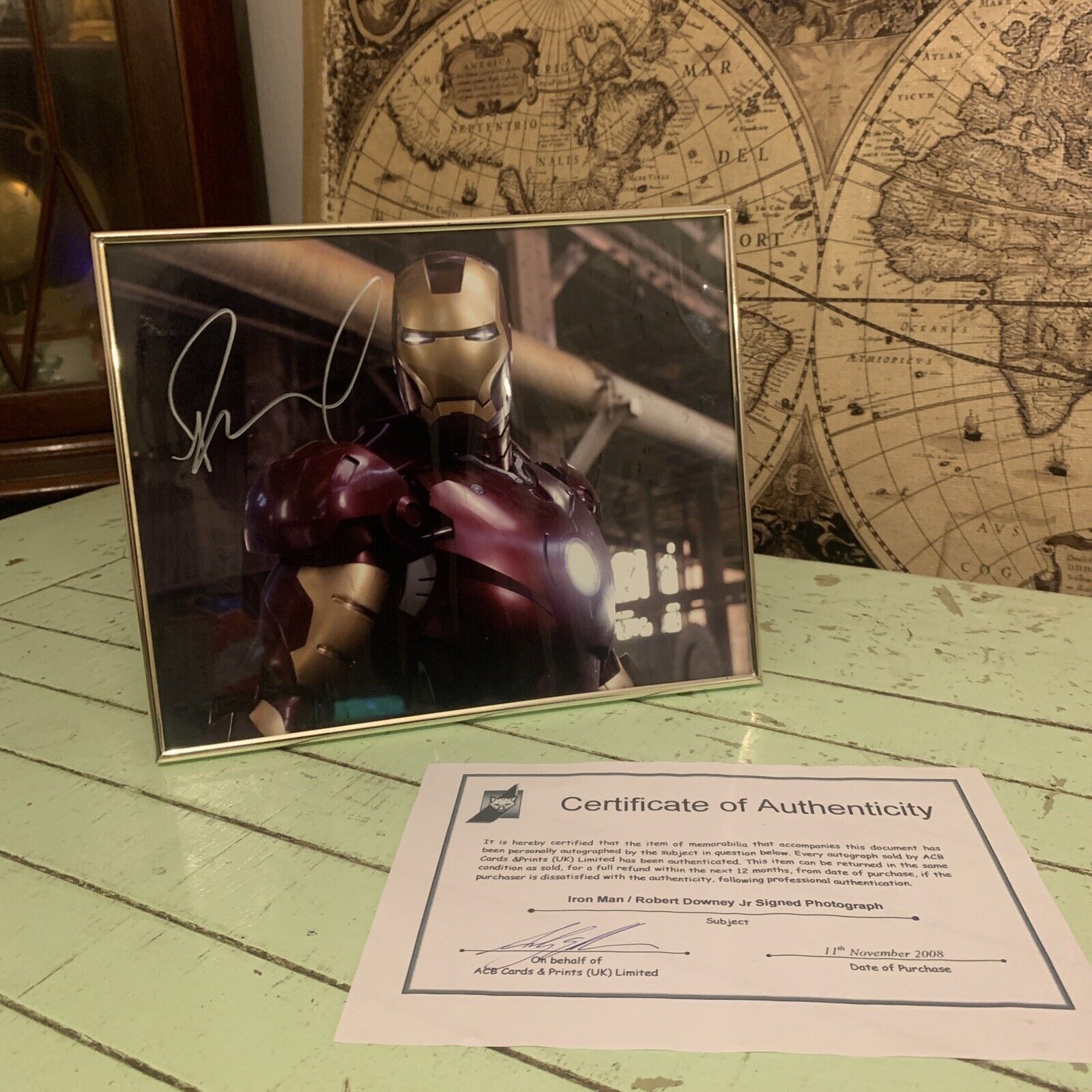 Robert Downey Jr, Handsigned Autographed Framed  Iron Man 8 x 10 Photo W/COA