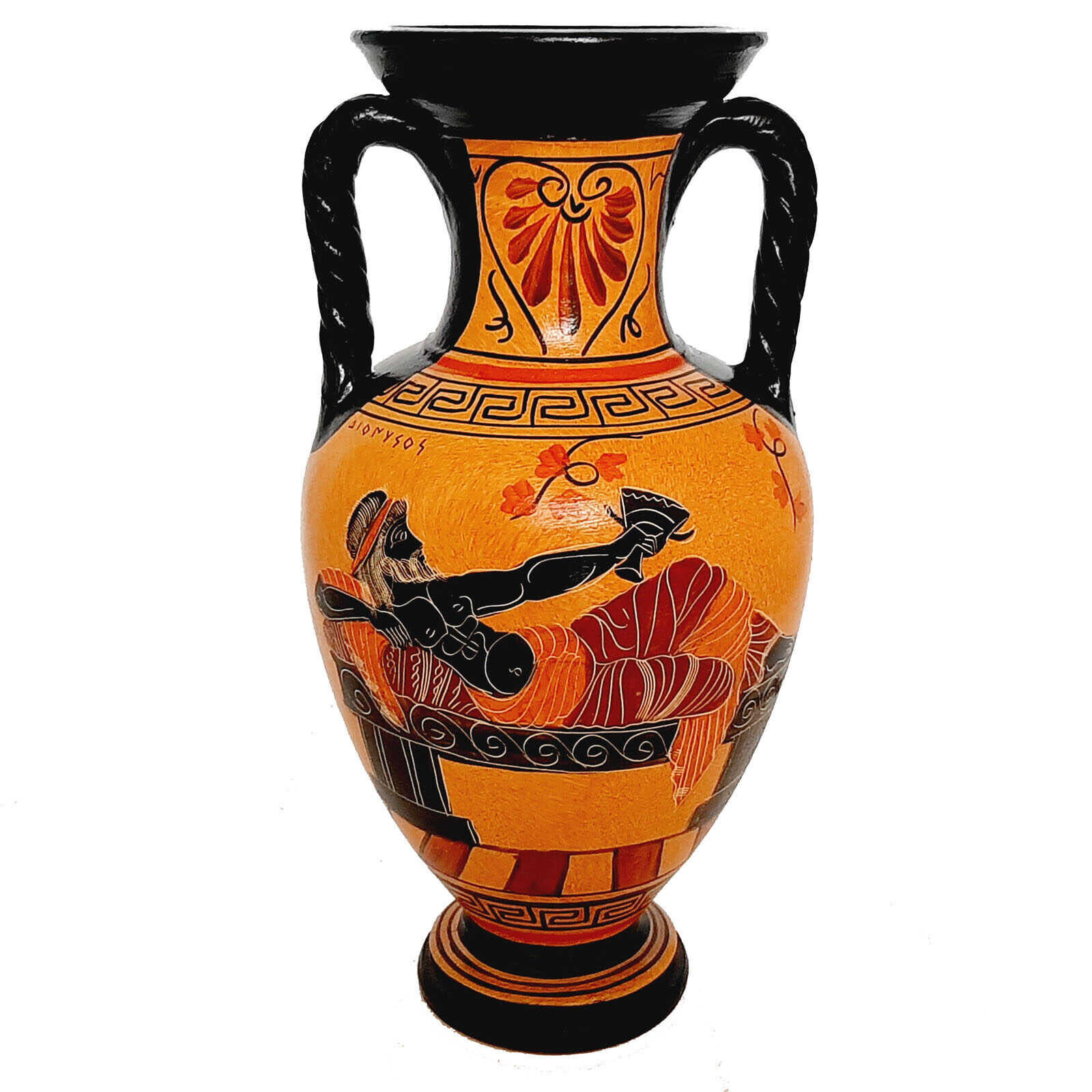 Greek Pottery Vase Amphora,Showing Goddess Aphrodite and God Dionysus