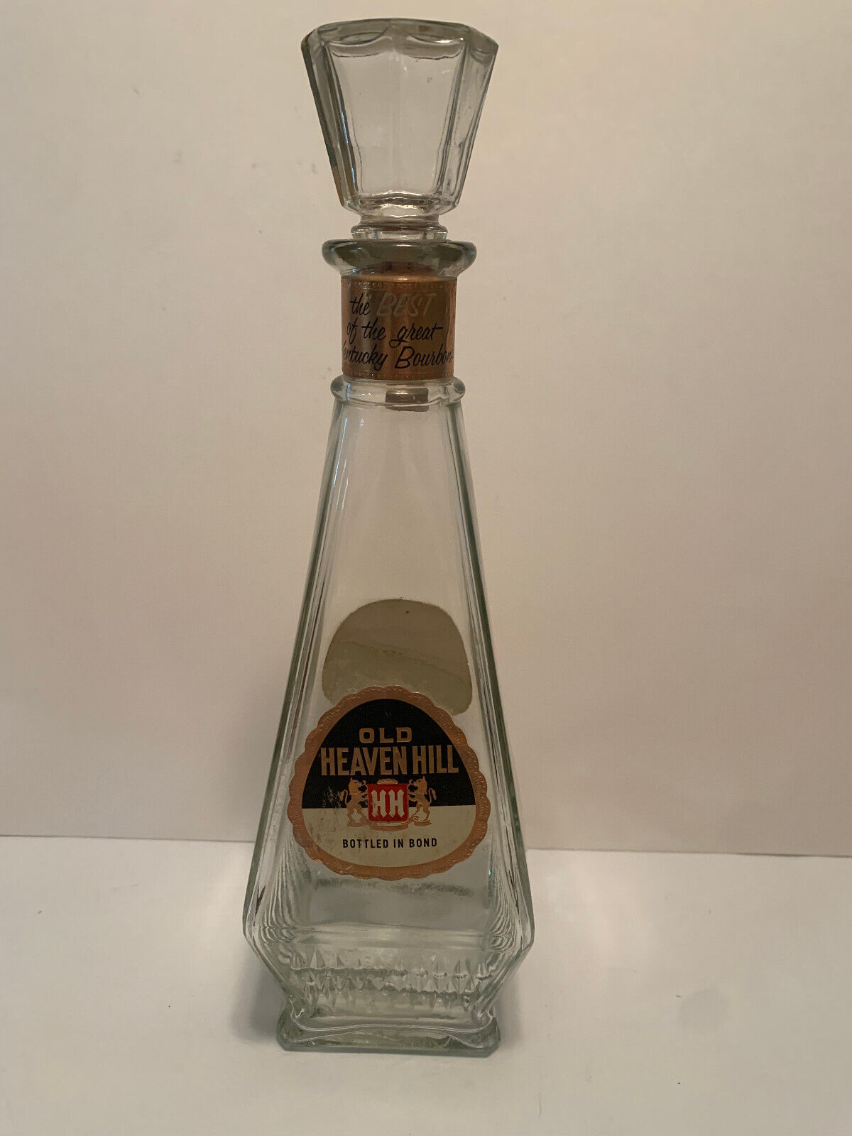 Vintage 1960\'s Old Heaven Hill Empty Bourbon Bottle