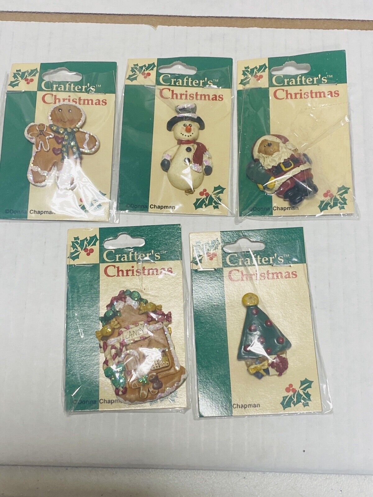 Santa Snowman 5 Figurines Miniature Crafts Flat Back Gingerbread G#1 Christmas