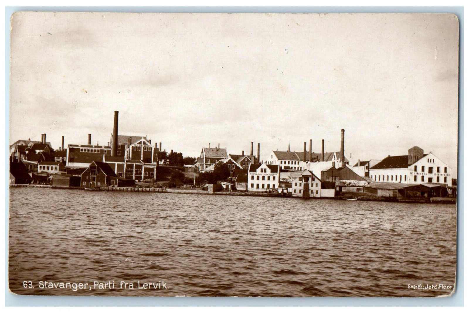 1915 River Houses View Stravanger Part from Lervik Norway RPPC Photo Postcard