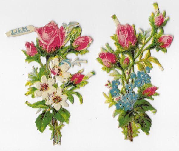 1888 Chromo de Coupis, L&B WILD ROSE BOUQUET NO.1 Antique, Diecut, Scrap 3\
