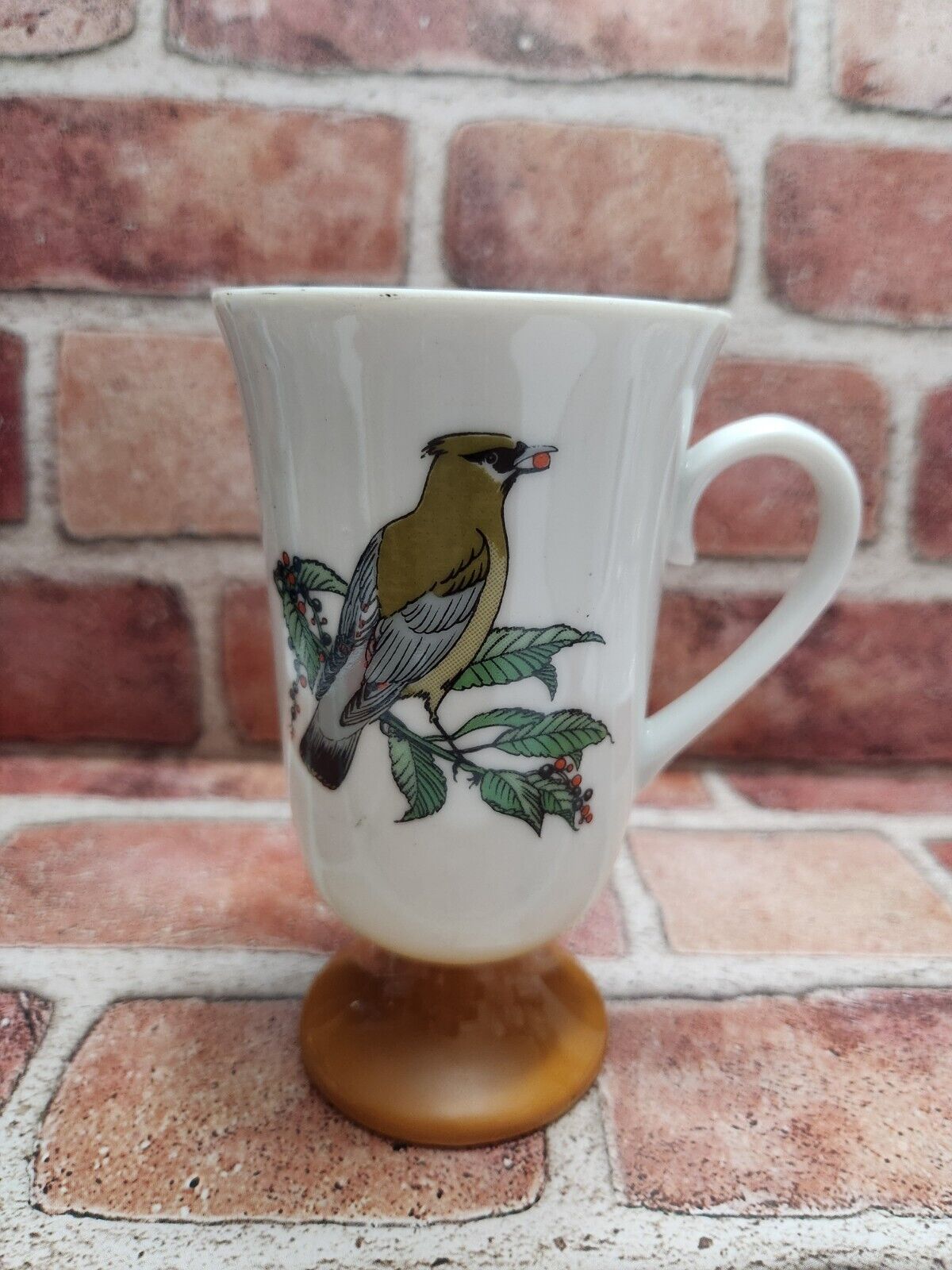 Brown Bird Mug Pedestal Coffee Cup Irish Coffee  Ornithology Birding