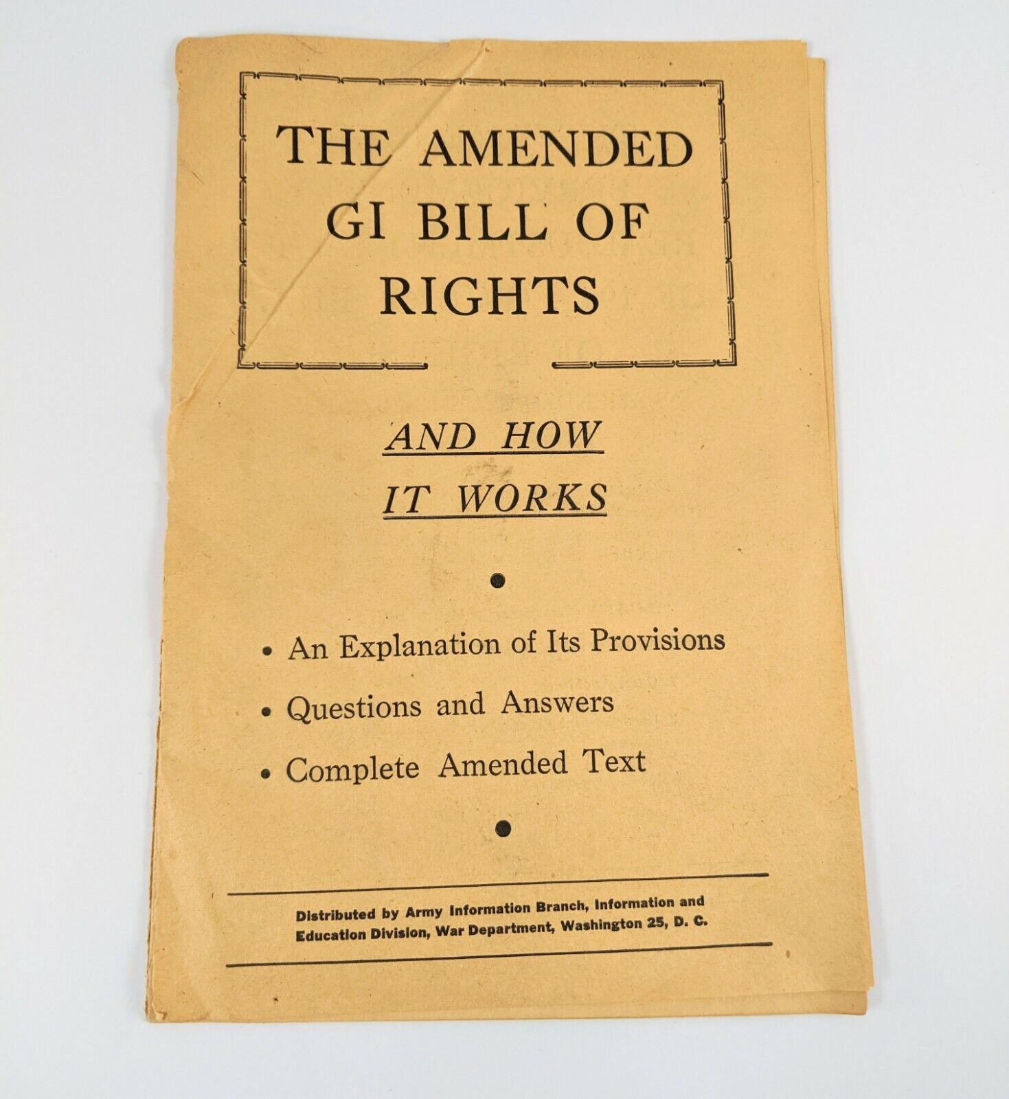 1945 The Amended Servicemens GI Bill of Rights Booklet WWII How it Works