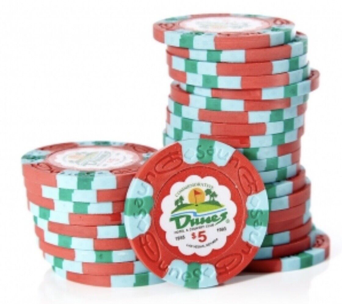 Dunes Casino Poker Chips $5 9 gram Clay Composite