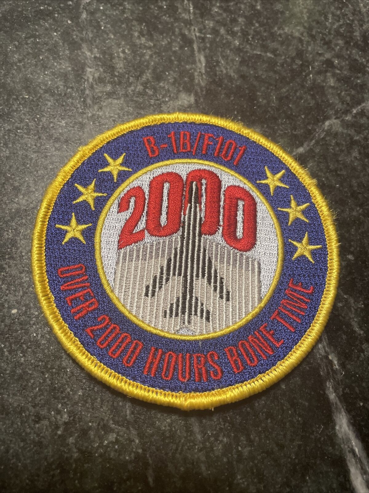 USAF B-1B F-101 2000 Hours Bone Time Flying Velkro Patch 4” Rare Fighter Jet