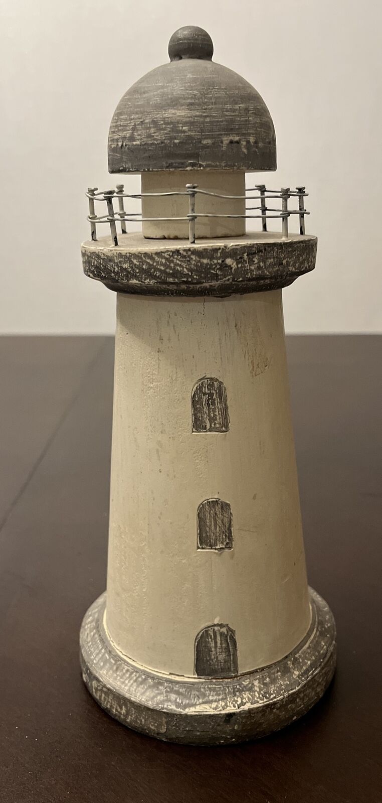 Vintage Lighthouse Coin Bank White & Gray 9.5” Tall Figure