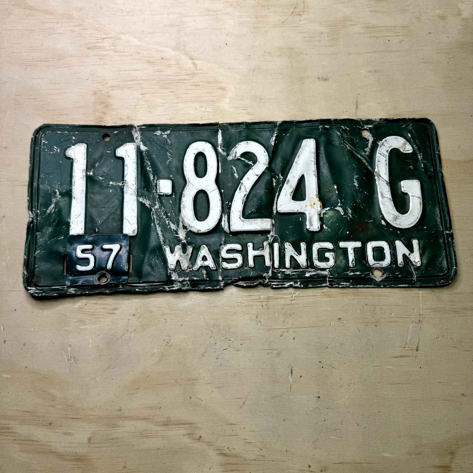 Original 1957 1954 Washington License Plate #11 824 G