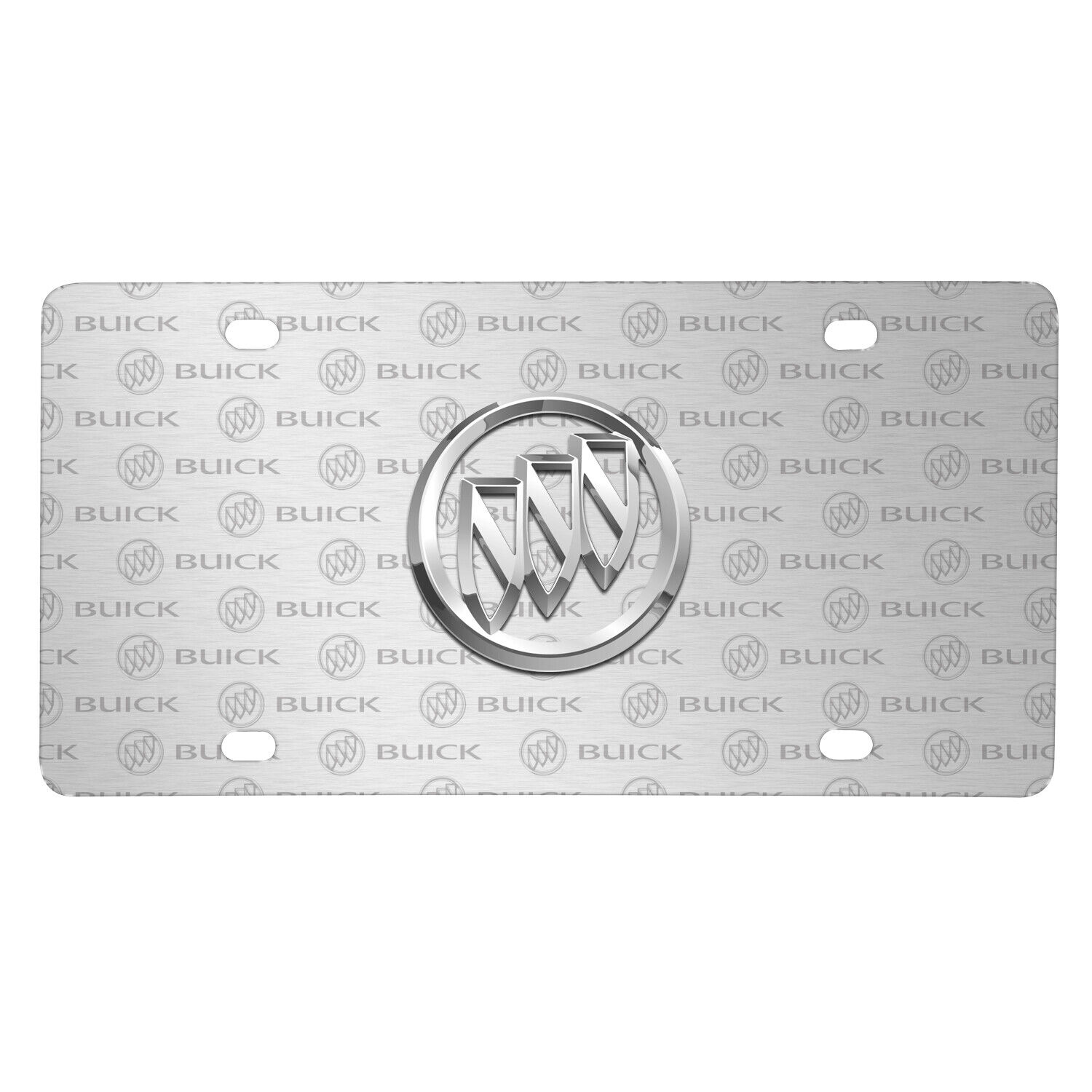 Buick 3D Logo on Logo Pattern Brushed Aluminum License Plate