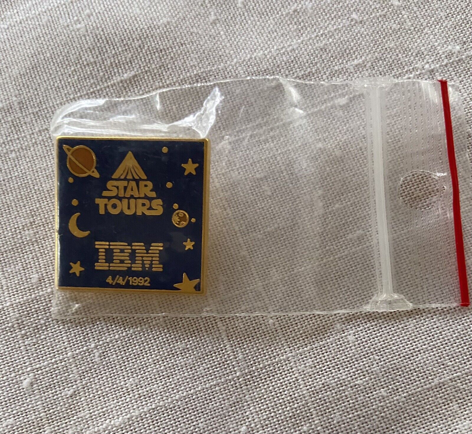 1992 EURODISNEYLAND STAR TOURS IBM Enamel Brass Lapel Pin Square