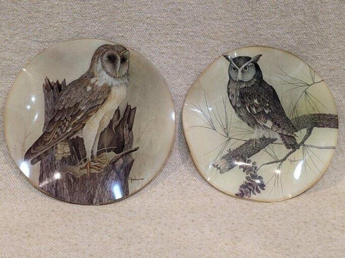 Set Of 2 Owl Wall Plaques, Snack, Jewelry,  Soap Trays Vintage