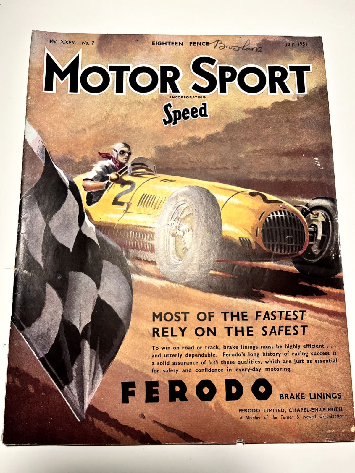 Vintage Motor Sport Speed Magazine Vol. XXVII, No. 7 July 1951
