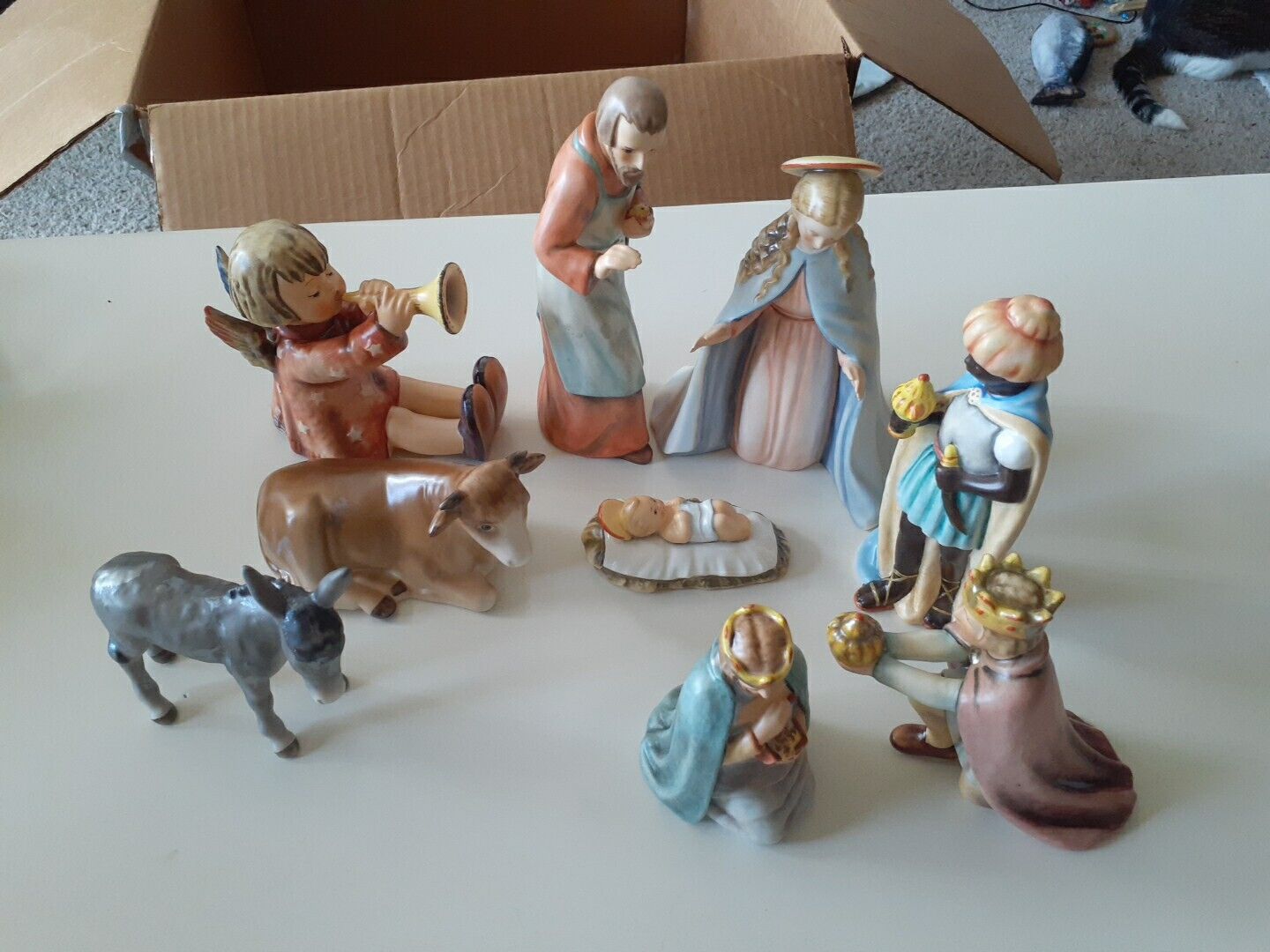 9 pc NIB Goebel Hummel Nativity - Mary Joseph Jesus Ox Donkey Wise Men Angel
