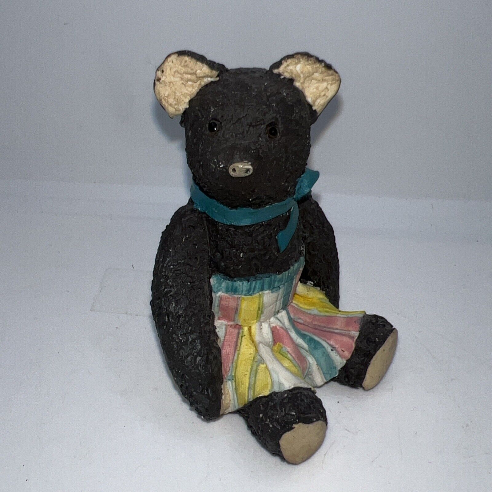 Vintage 1994 Enesco Centimental Bears Miranda Bear Striped Skirt #122424 -No Box