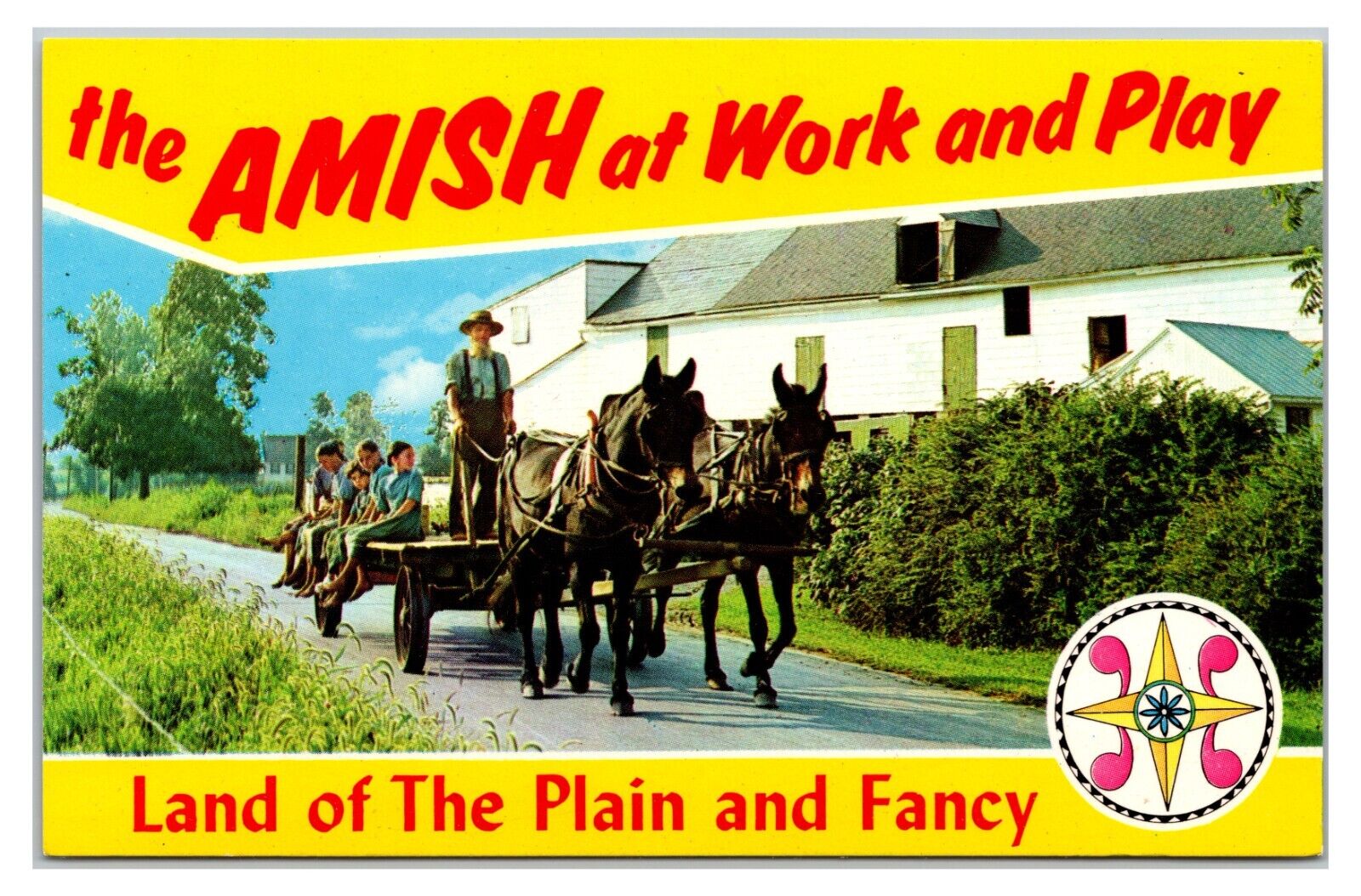 Vintage 1960s- Amish At Work & Play - Lancaster Pennsylvania Postcard (UnPosted)