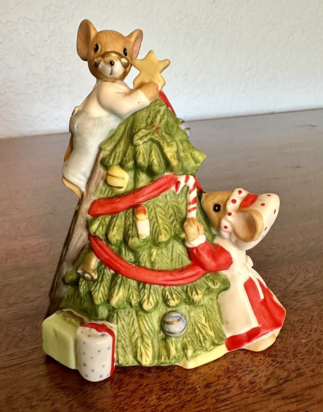 Mouse Christmas Tree Mice Figurine Enesco 1983 4” Tall
