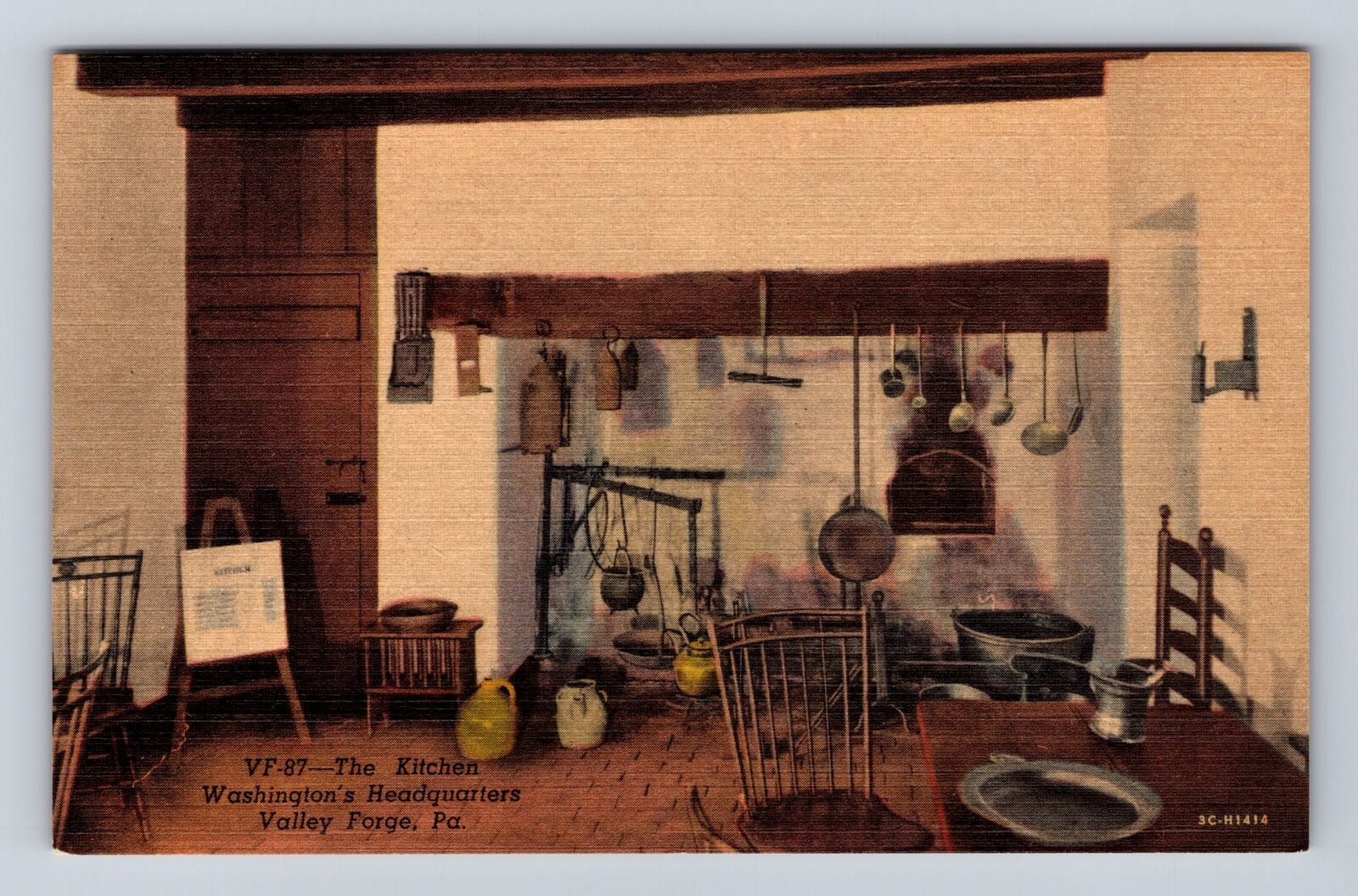 Valley Forge PA-Pennsylvania, Washington\'s Headquarters Kitchen Vintage Postcard