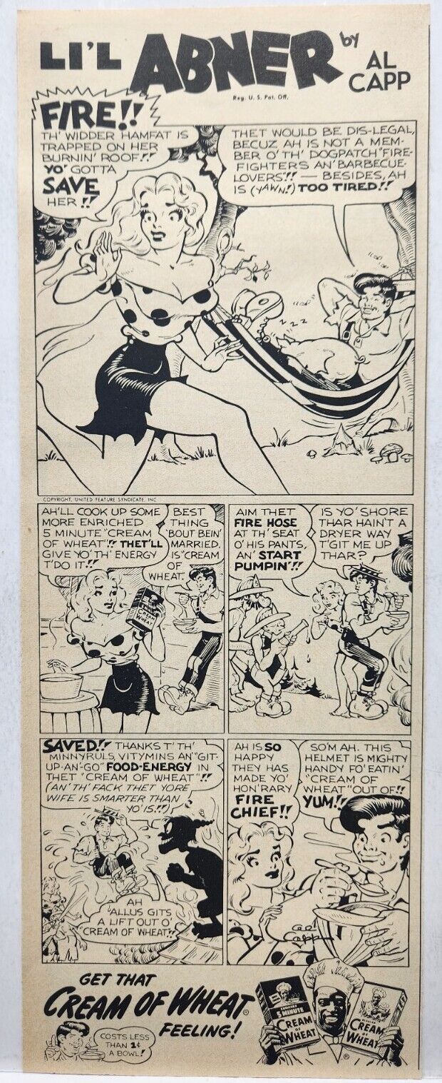 1952 Cream Of Wheat Li\'L Abner Al Capp Comics Print Ad Man Cave Poster Art 50\'s