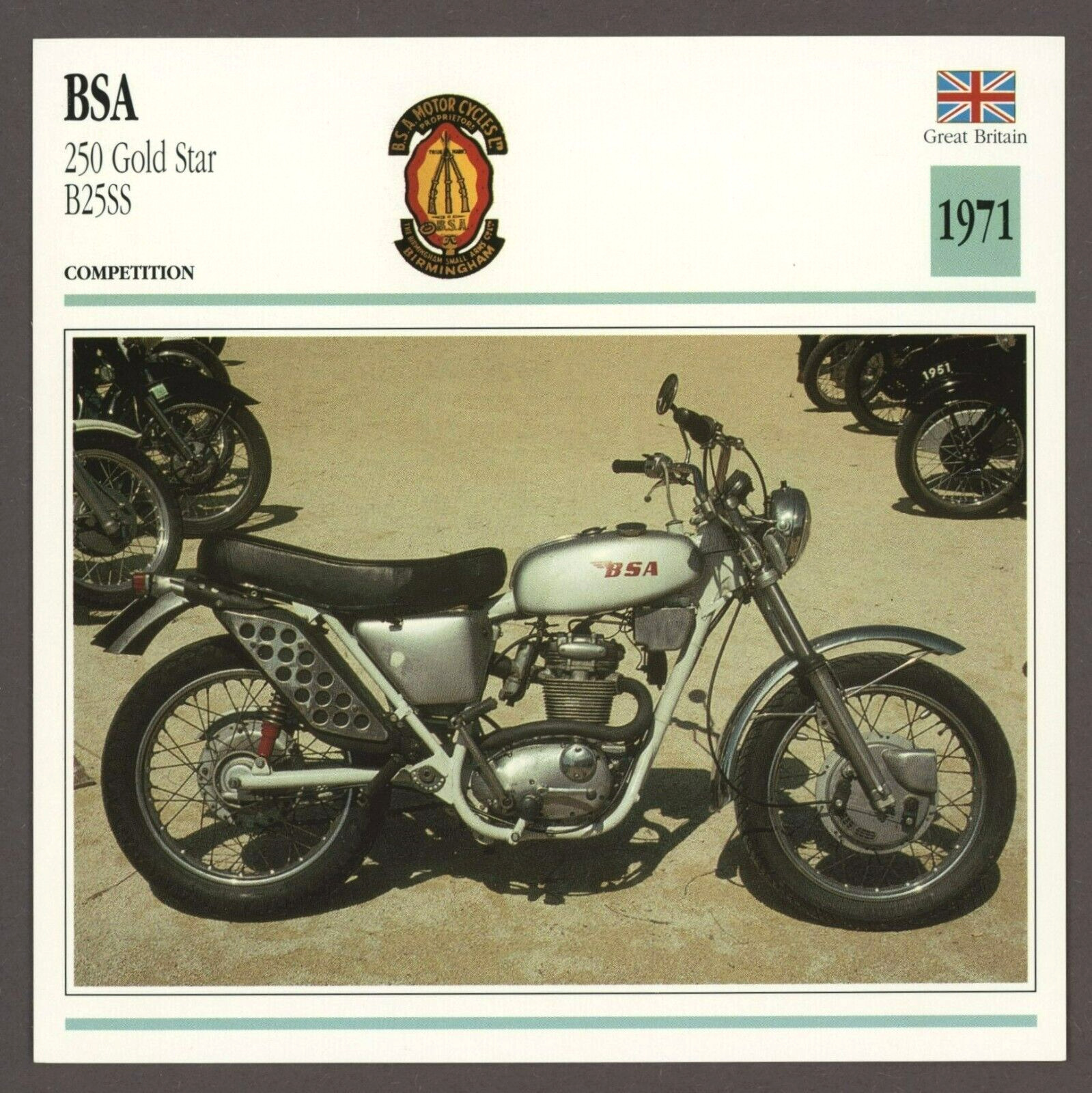BSA  1971  250 Gold Star B25SS   Edito Service Atlas Motorcycle Card