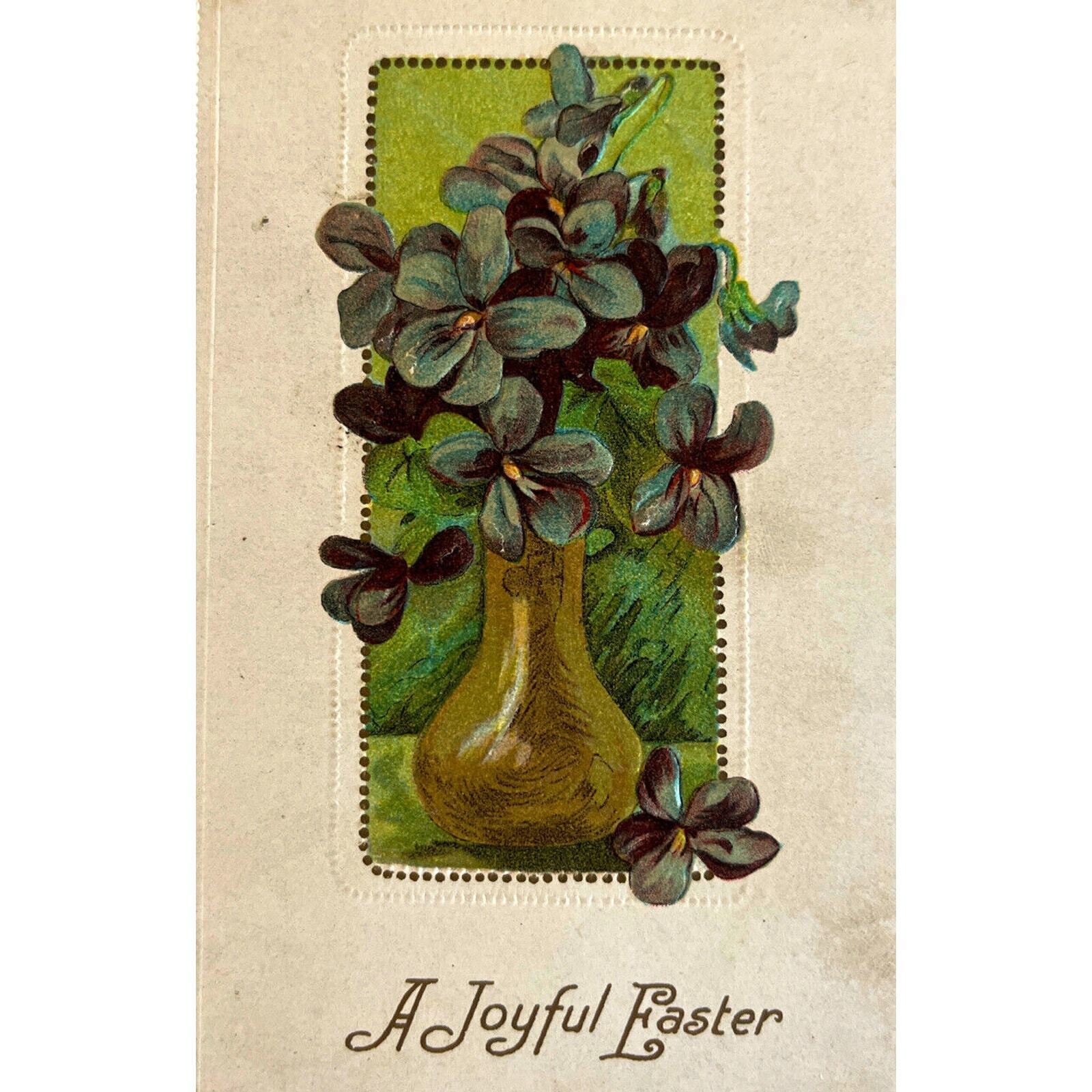 Antique Early 1900s Ephemera Litho Postcard Enbossed Religious Joyful Easter SEE