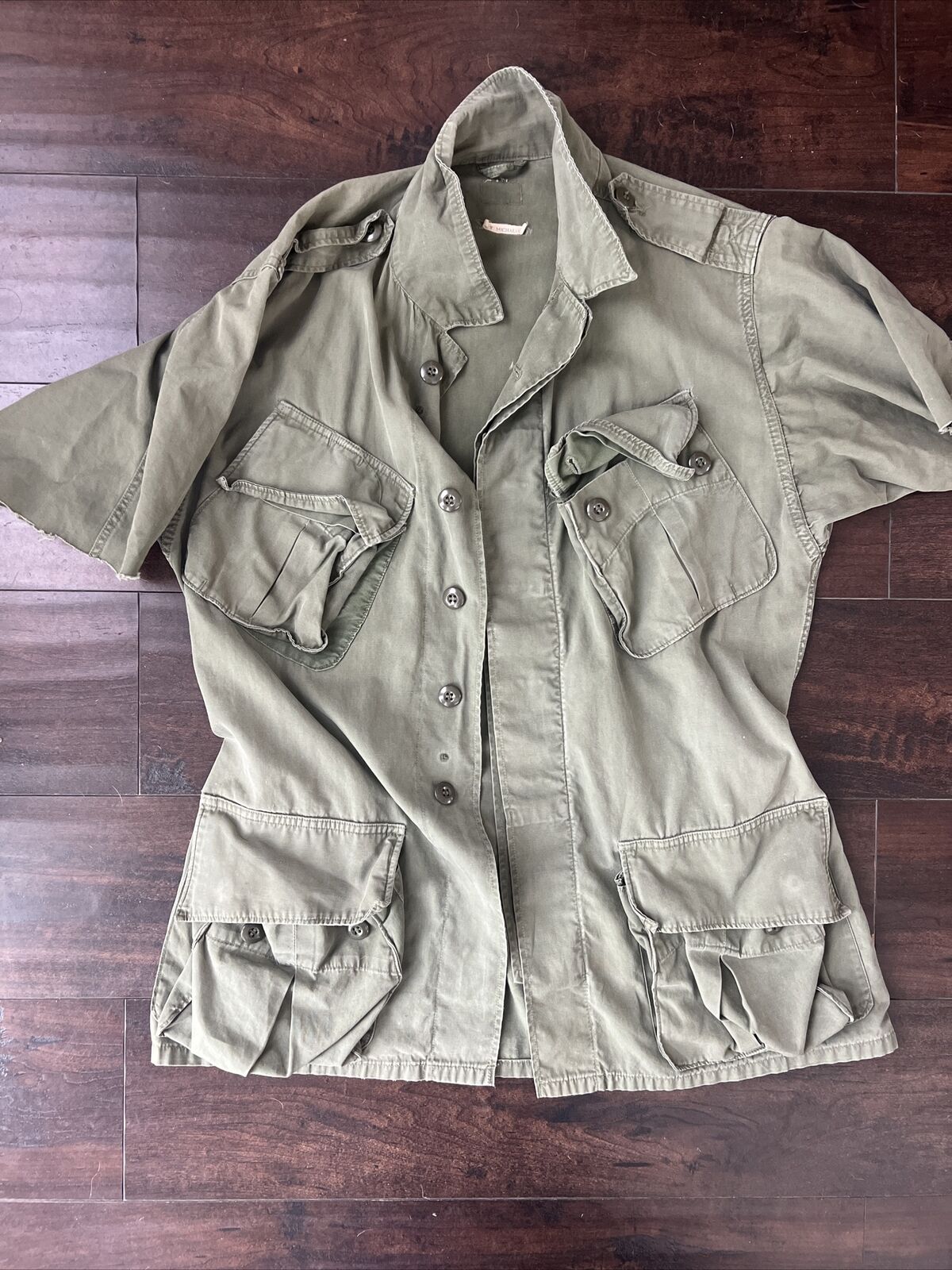 Vintage 60's Vietnam US Military Slant Pocket Jacket OG-107 Poplin Rip Stop M