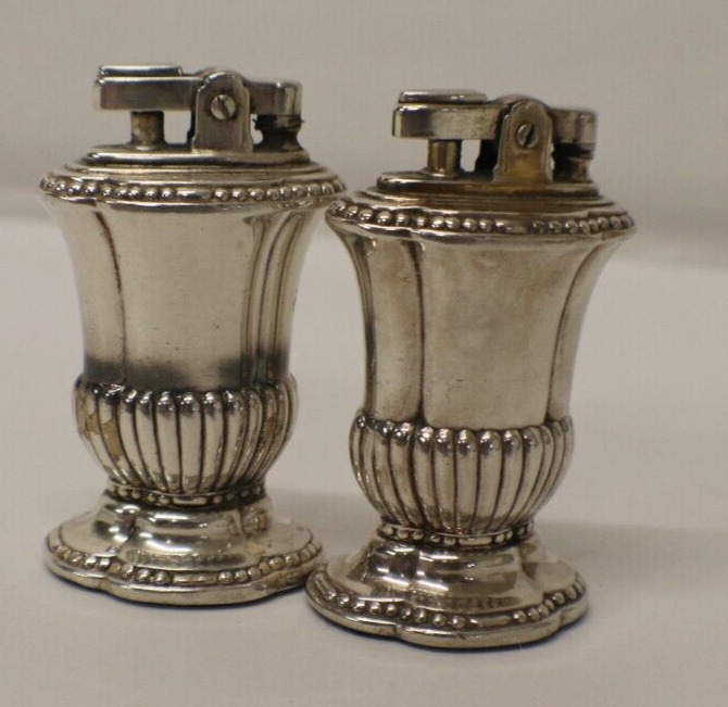 2 Vintage Ronson Mayfair Table Lighters Silver Plated...See Photos (13A)