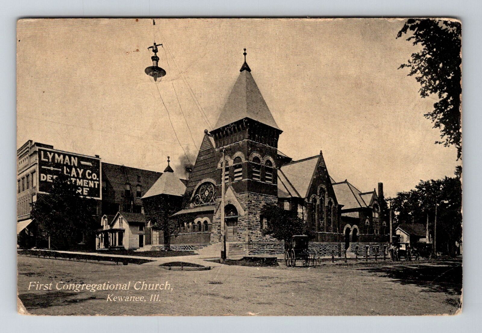 Kewanee, IL-Illinois, First Congregational Church Antique, Vintage Postcard