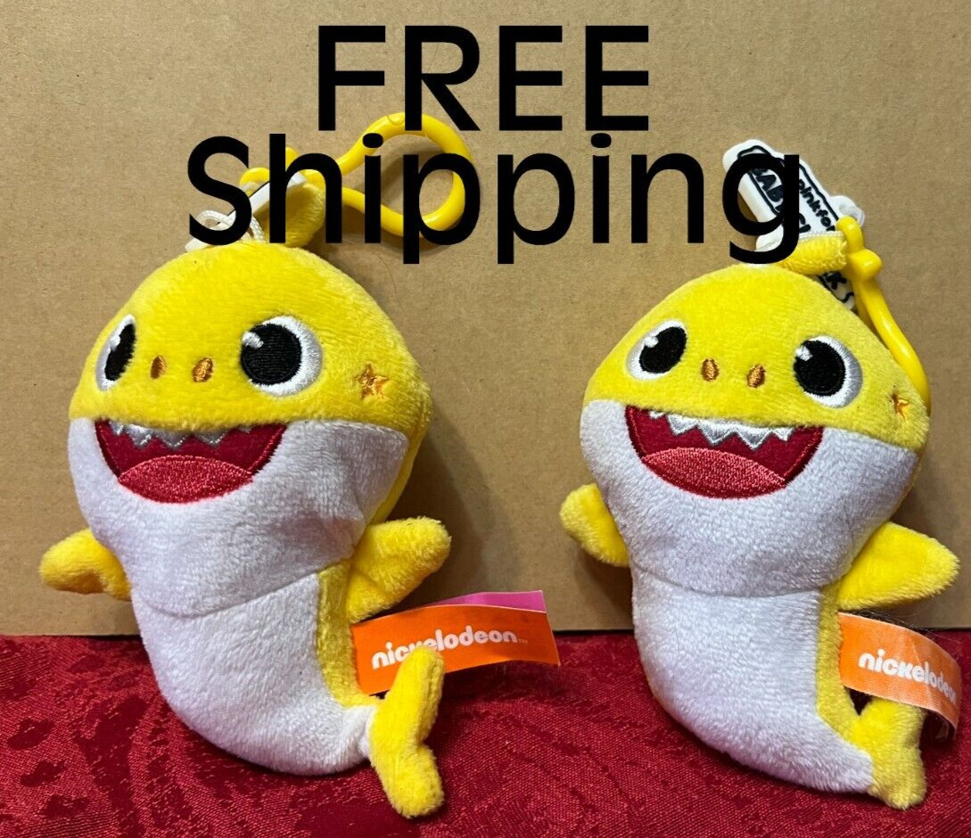 Lot of 2 (Plus) ~ Yellow Baby Shark Nickelodeon Plush with Zipper Pocket ( 5\