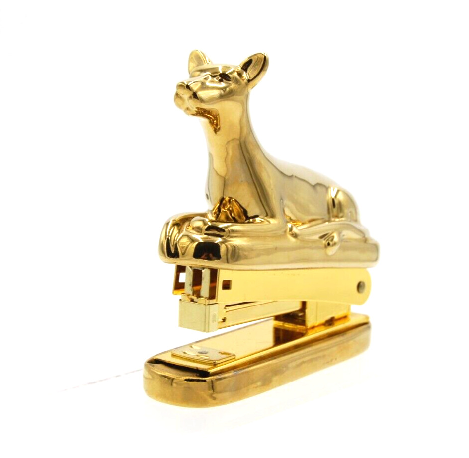 Anthropologie Stapler Gold Lioness Deer Decorative 6” Bronzed Animal New