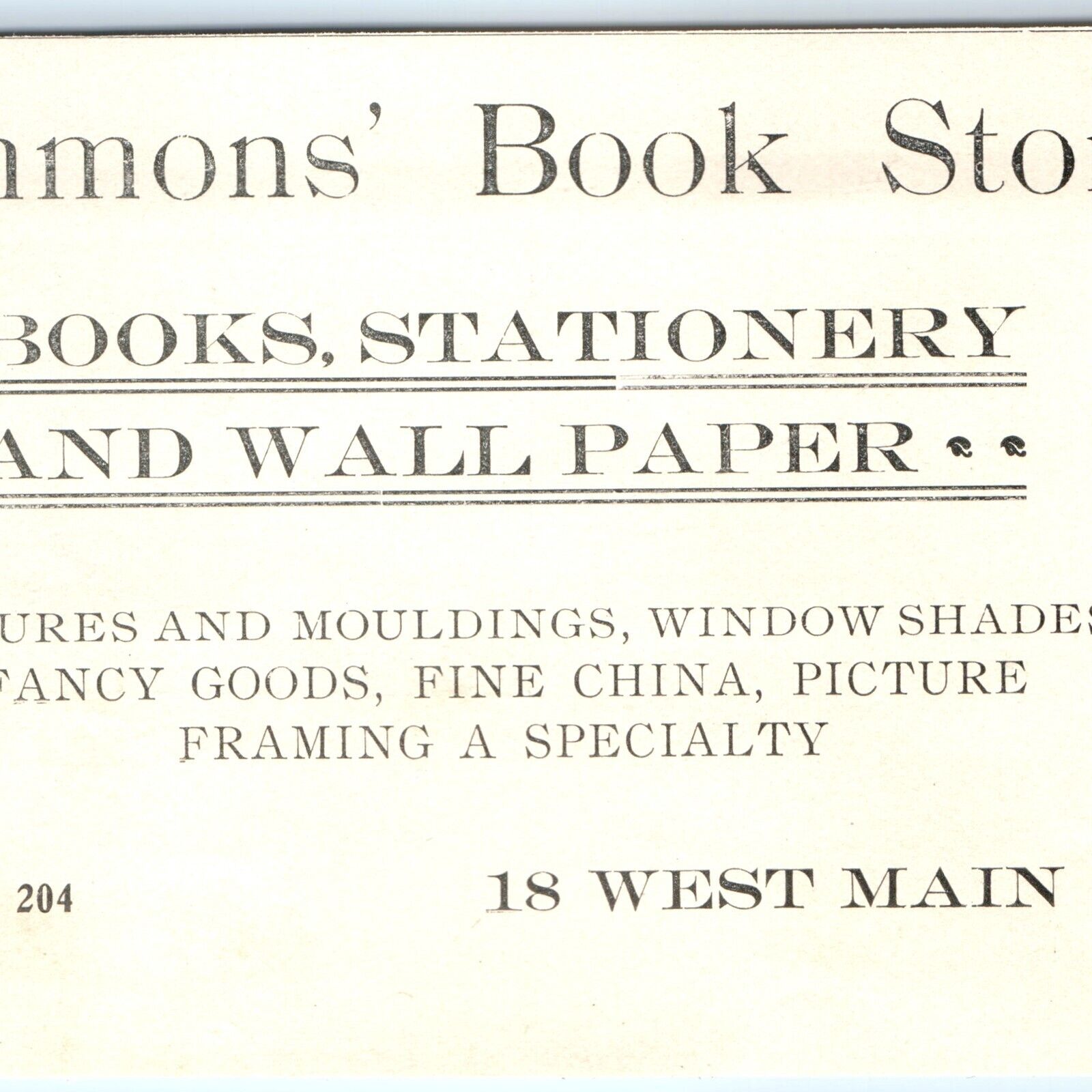 c1900s Marshalltown, IA JB Simmons Book Store Stationery Print Ad Wall Paper C42