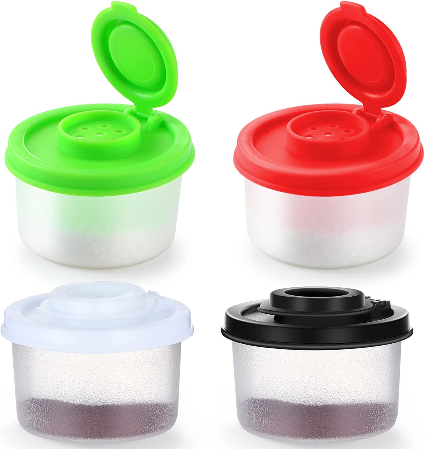 4 Pcs Salt and Pepper Shakers Set Mini Plastic Pepper Shaker with Lid Damp Proof