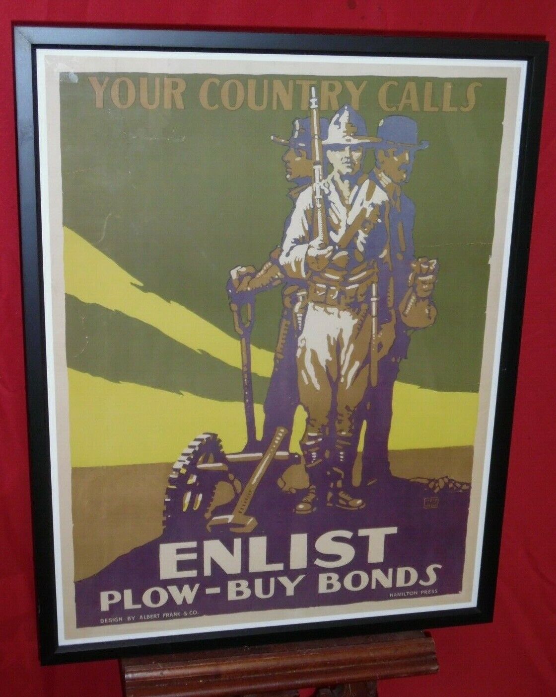 WWI Poster - Enlist Plow Buy Bonds Hamilton Press Lloyd Myers Albert Frank