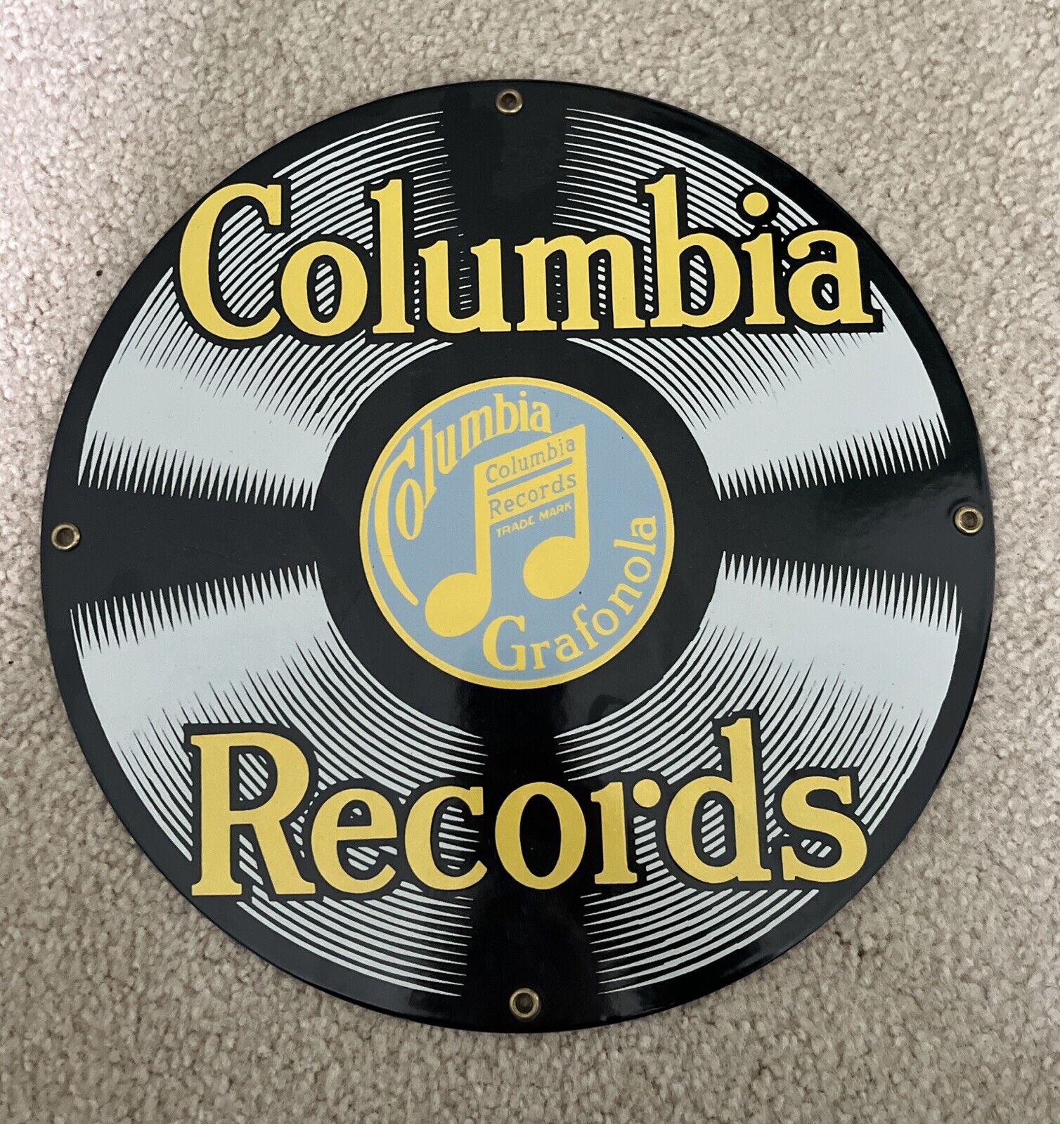 Ande Rooney Columbia Record Porcelain Sign 11.25\