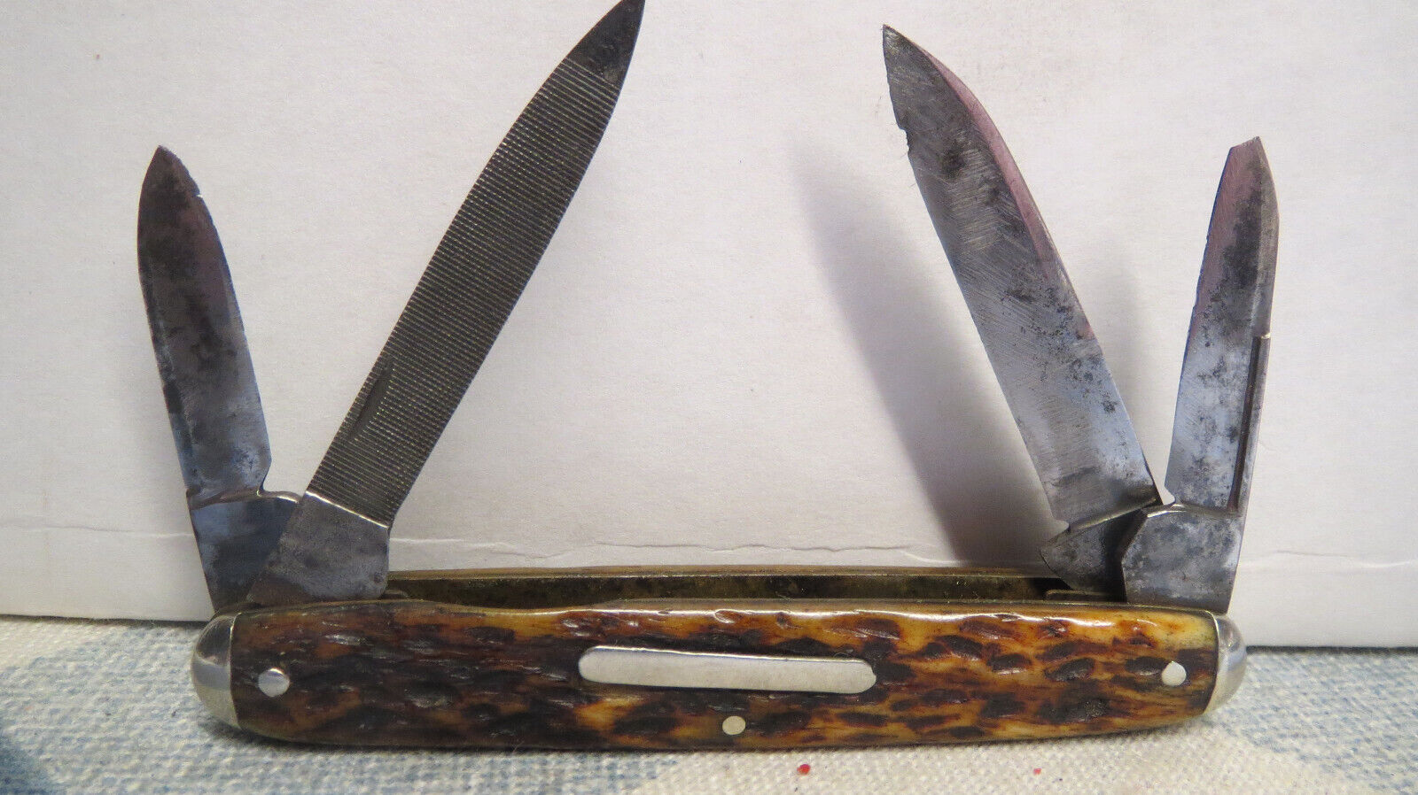 Antique Cattaraugus Cutlery Co #43679 Bone Handle 4 Blade Pocket Knife 3 Inch