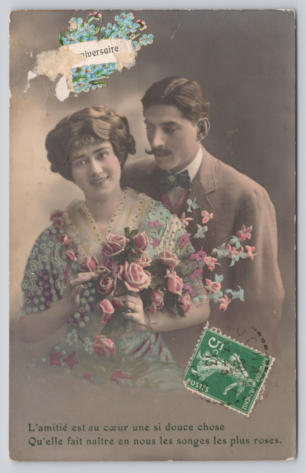 POSTCARD FANTAISIE FEMME COUPLE 1913 FRANCE (500)