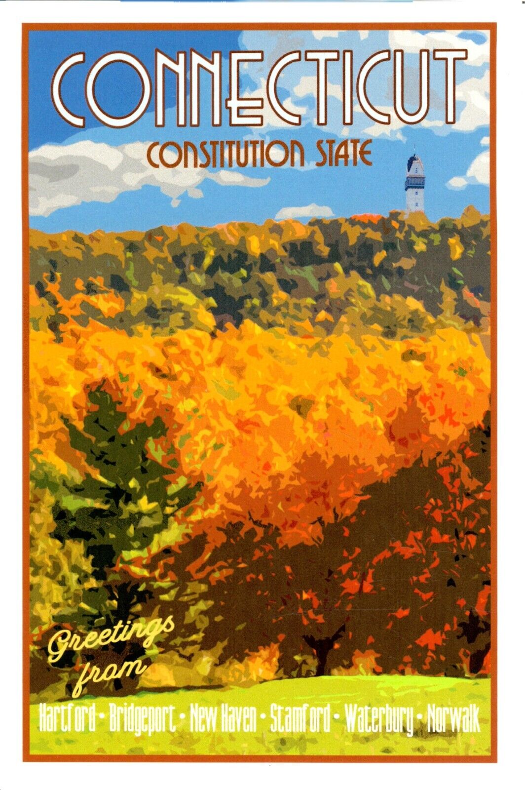 NEW 4x6 Postcard Connecticut Constitution State Greetings From Fall unposted