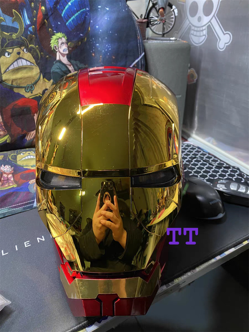 US AUTOKING Iron Man MK5 1:1 Helmet Wearable Voice-control Golden Mask Cosplay 