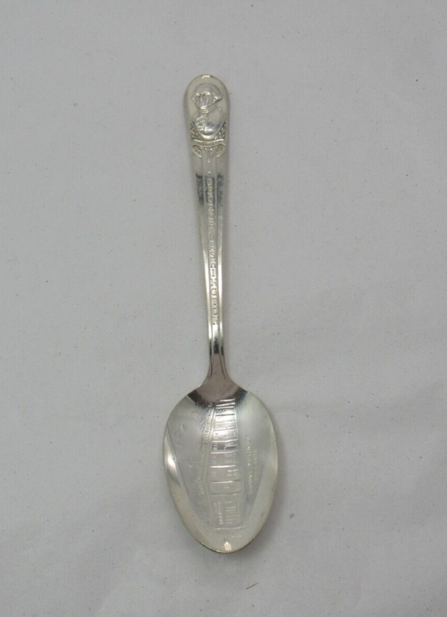 Vintage GEORGE WASHINGTON Mount Vernon Souvenir Silverplate Spoon 6\
