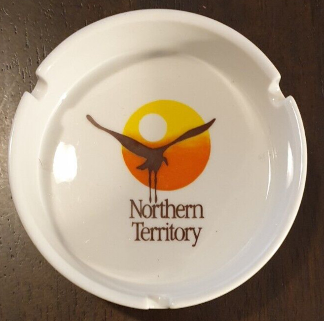 NORTHERN TERRITORY Australia Tourism Logo White 12 cm Round Ceramic Ashtray.