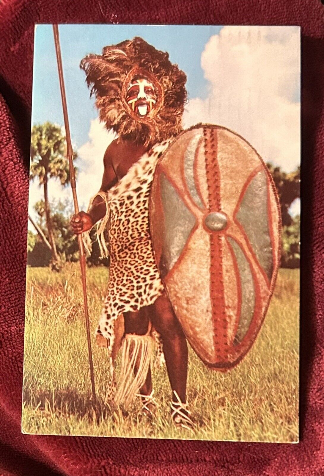 Postcard 1957 Machakas Masai Warrior At Africa USA Boca Raton Florida