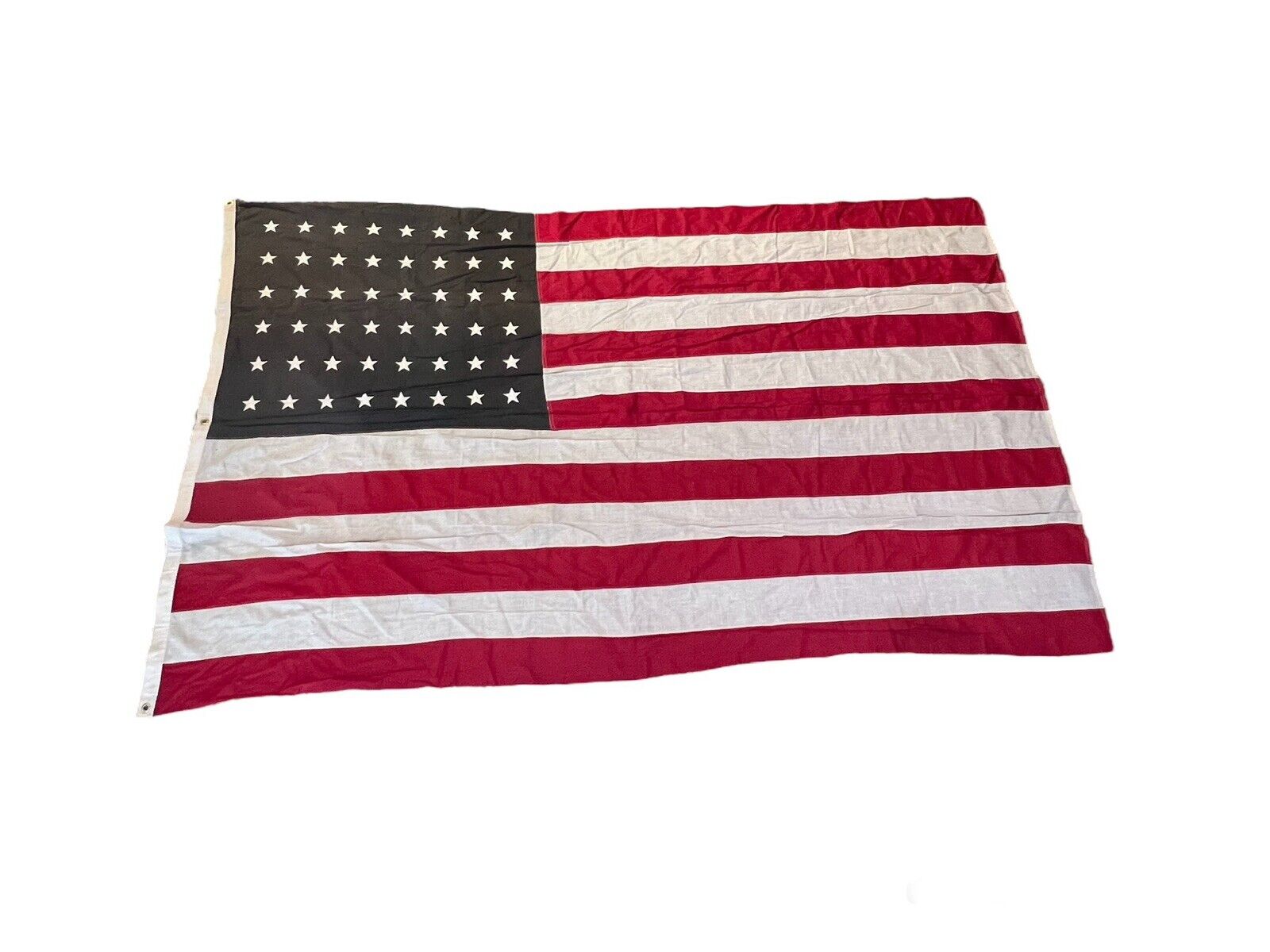 Vintage Large American Flag Embroidered 48 Stars Cotton 96”x58”