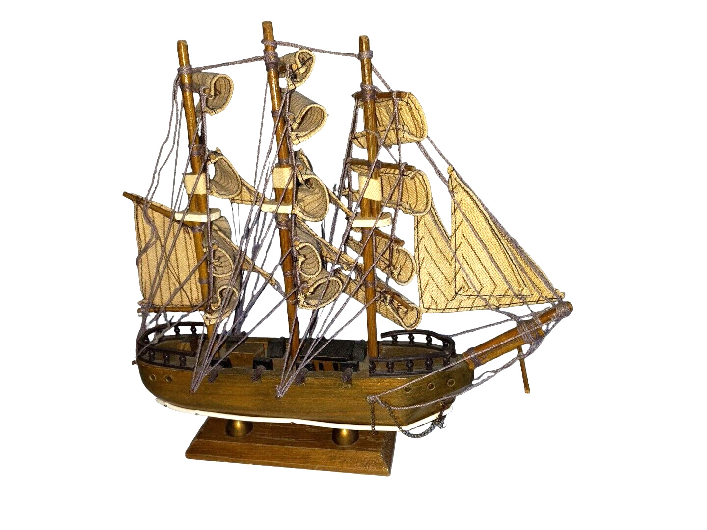 Vintage Replica Tall Ship model wooden Ship Boat replica cloth sails 10 X 10 X3