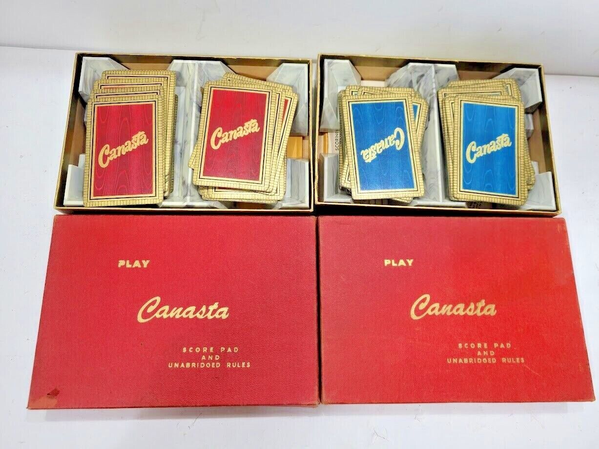 Vintage CANASTA Playing Card Game w/ Box Official Rules