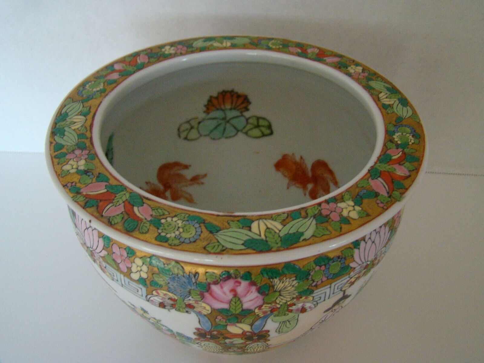 Vintage Koi Pot Hand Painted Inside And Out