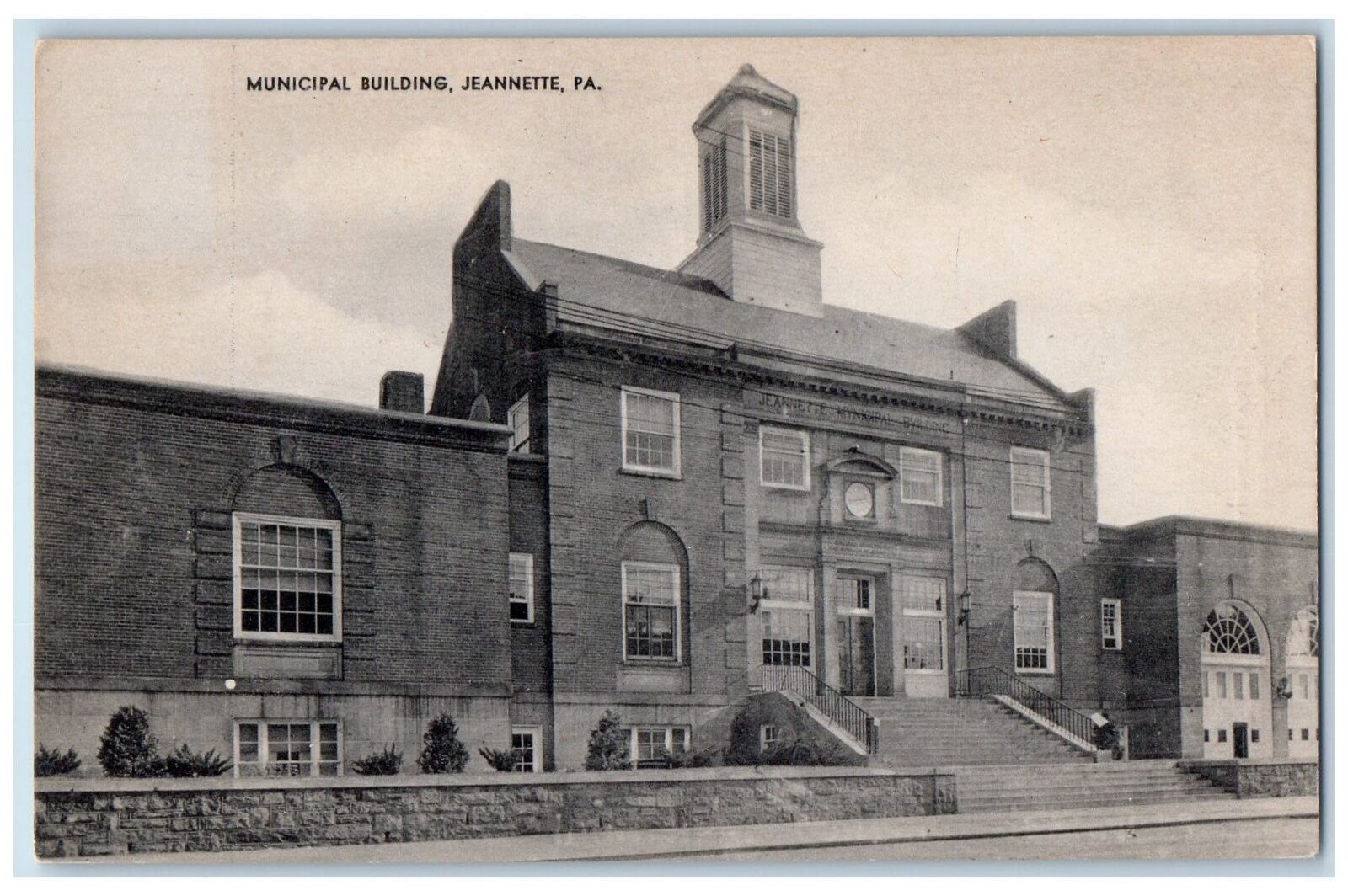 Jeanette Pennsylvania PA Postcard Municipal Building Exterior Roadside c1910's