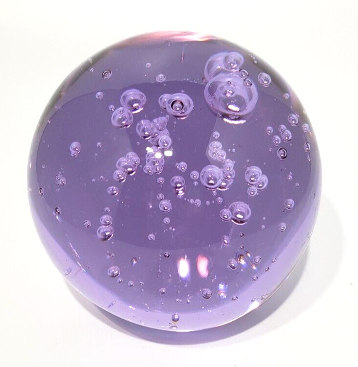 Lavender Purple Bubbles Paperweight Art Glass Orb Sphere Large 5\