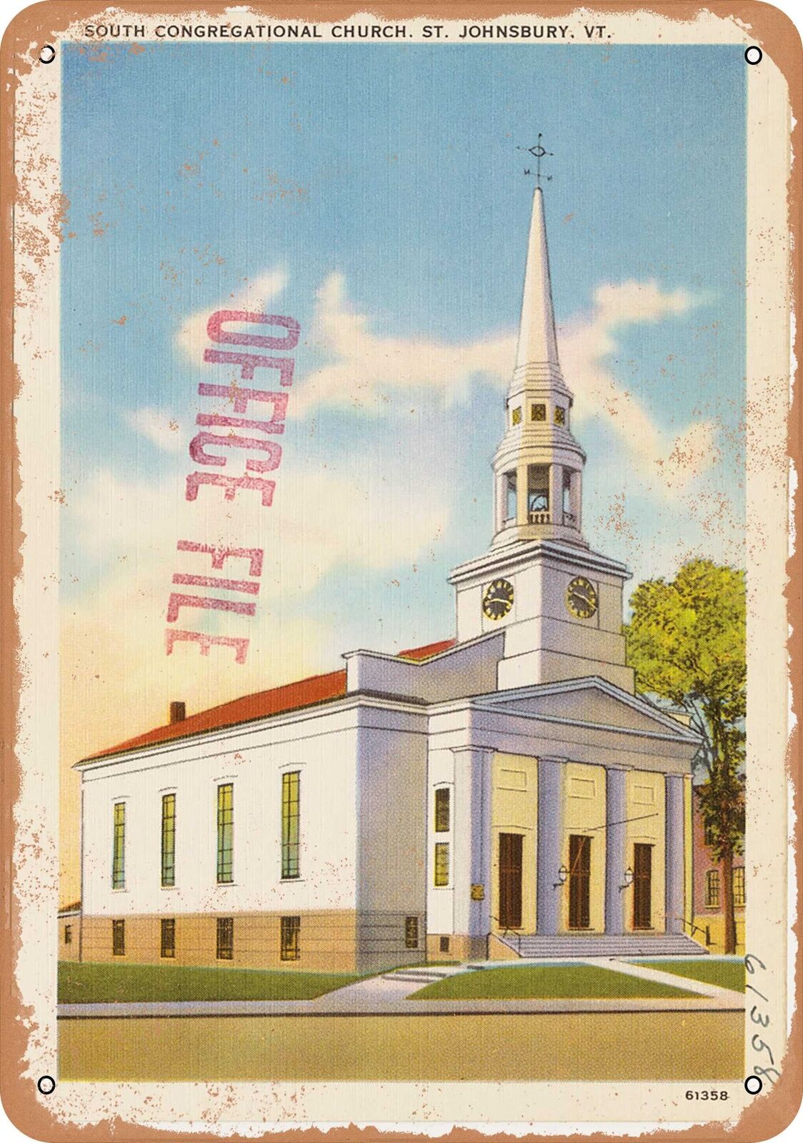 Metal Sign - Vermont Postcard - South Congregational Church, St. Johnsbury, Vt.
