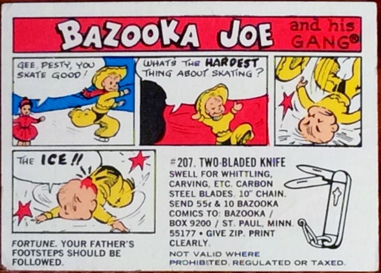 1970s Topps Bazooka Joe and his Gang Card #207 Two-Bladed Knife (**Puzzle 4)