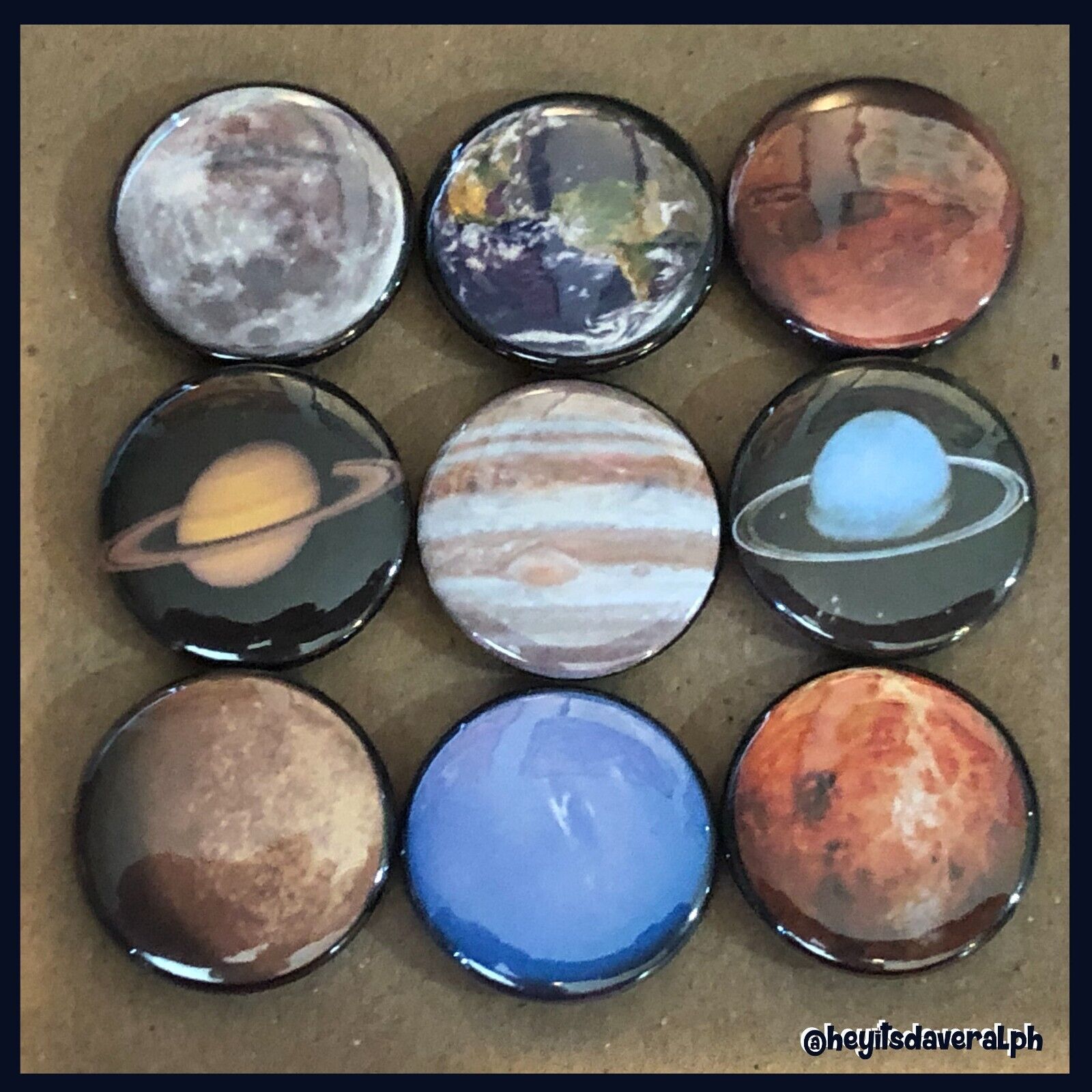 Solar System Planets -1” Buttons- 9 Pack
