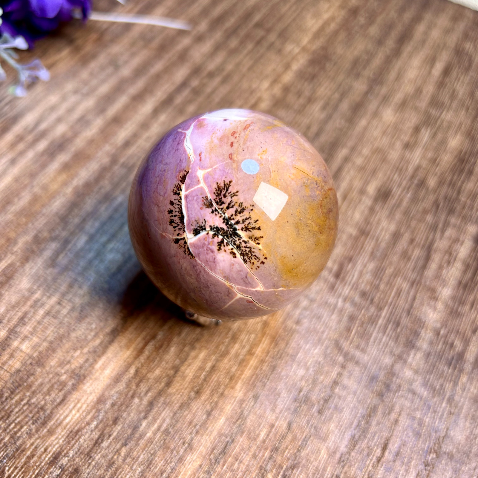 165g Natural Mookite Jasper Sphere Quartz Crystal Ball Reiki Healing 52mm 1th